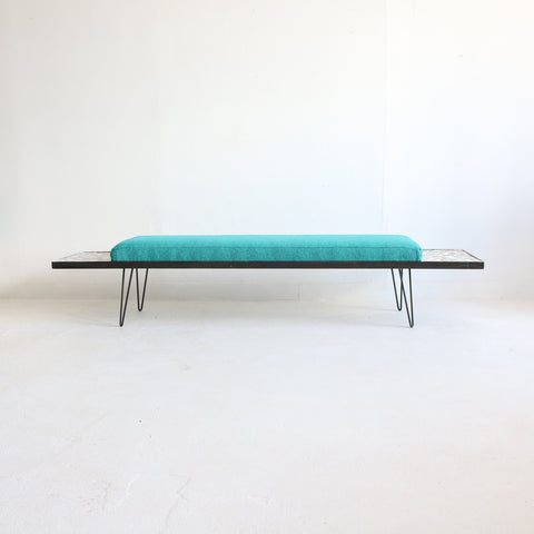 Teal Bench with Mosaic End Tables