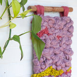 Woven Wall Hanging with Recycled Sari Silk and Brass Beads