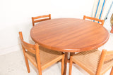 Danish Teak Round Dining Table with 2 Leaves