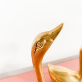 Pair of Vintage Brass Swans