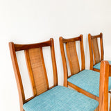 Set of 6 Dining Chairs with New Blue Upholstery