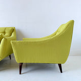 Mid Century Modern Sofa and Lounge Chair with New Chartreuse Upholstery