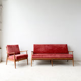 Mid Century Modern Sofa and Matching Chair - New Upholstery