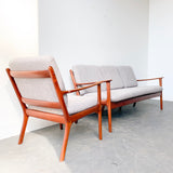 Mid Century Modern Danish Teak Sofa and Chair by Ole Wanscher