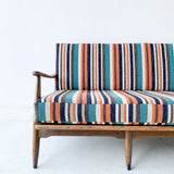 Mid Century Modern Sofa with New Multi-Stripe Upholstery