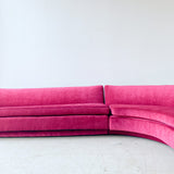 Mid Century Modern 2 Part Sectional w/ New Fuchsia Upholstery