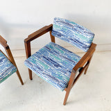 Pair of Mid Century Modern Occasional Chairs by Gunlocke with New Blue/Green Upholstery