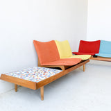 Mid Century Modern 2 Part Sofa with Interchangeable Seating and Mosaic Side Table