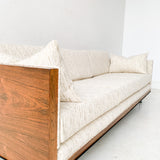 Mid Century Rosewood Case Sofa with New Upholstery