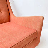 Pair of Mid Century Modern Lounge Chairs with Light Orange Upholstery