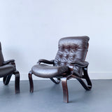 Pair of Mid Century Modern Westnofa Recliners with Original Leather