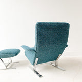 Space Age Lounge Chair and Ottoman with New Upholstery