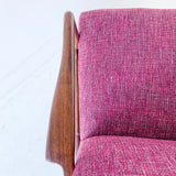 Mid Century Modern Occasional Chair with New Purple Tweed Upholstery