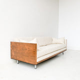 Mid Century Rosewood Case Sofa with New Upholstery