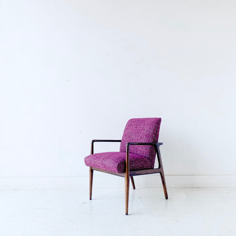 Mid Century Modern Occasional Chair with New Purple Tweed Upholstery
