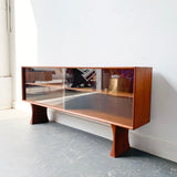 Mid Century Modern Danish Teak Curio Cabinet with Sculpted Base