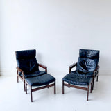 Pair of Mid Century Westnofa Recliners with Ottomans