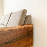 Mid Century Modern Sofa with Live Edge Black Walnut Sides - New Upholstery