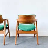 Pair of Gunlocke Chairs with New Green Upholstery