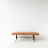 Mid Century Bench with New Orange Upholstery