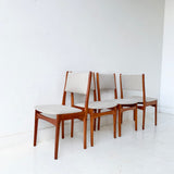 Set of 4 Mid Century Danish Teak Dining Chairs with New Upholstery