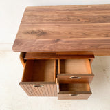 Mid Century Modern Mainline for Hooker Desk with New Solid Walnut Top