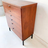 Mid Century Modern Highboy Dresser with Black Metal Pulls