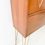 Mid Century Modern Curio Cabinet/Bar with Sliding Doors