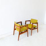 Pair of Mid Century Modern Gunlocke Occasional Chairs with New Green Upholstery