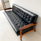 Mid Century Black Vinyl Sofa - 1