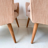 Pair of Mid Century Modern Lounge Chairs with New Blush Upholstery