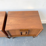 Pair of Mid Century Modern Sculpted Front Nightstands