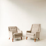 Mid Century Swedish Sofa, Pair of Chairs and Ottoman Set