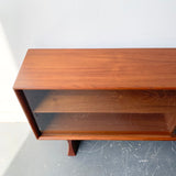 Mid Century Modern Danish Teak Curio Cabinet with Sculpted Base