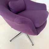 Mid Century Modern High Back Lounge/Swivel Chair with New Purple Upholstery