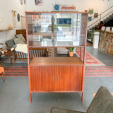 Mid Century Modern Teak Room Divider/Bookshelf with Tambour doors