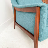 Mid Century Lounge Chair with New Teal Upholstery