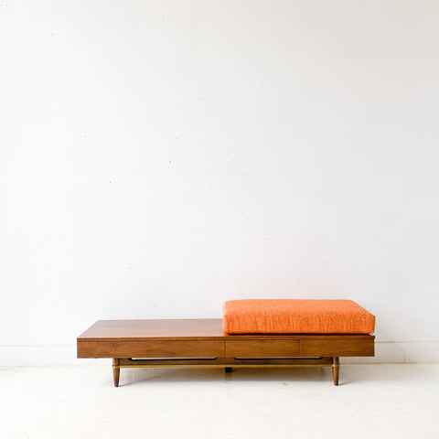 Mid Century Modern Bench with New Upholstery by American of Martinville