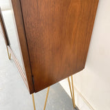 Mid Century Modern Glass Curio Cabinet on Hairpin Legs