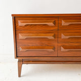 Mid Century Modern Low Dresser with Sculpted Drawer Pulls