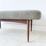 Mid Century Upholstered Bench on Tapered Legs