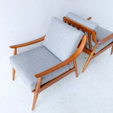 Pair of Mid Century Modern Tell City Lounge Chairs with New Upholstery