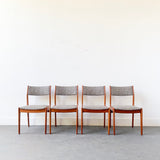 Set of 4 Danish Teak Dining Chairs with New Upholstery