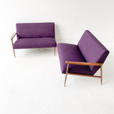 Mid Century Modern 2 Part Viko Baumritter Sofa with New Purple Upholstery