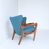 Pair of Adrian Pearsall Lounge Chairs with New Teal Upholstery