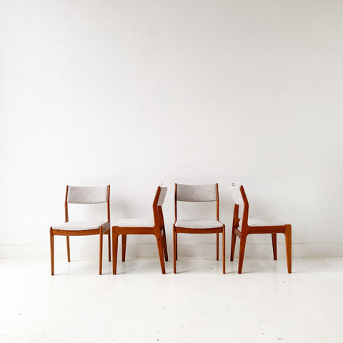 Set of 4 Mid Century Teak Dining Chairs with New Upholstery