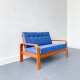 Vintage Bentwood Teak Settee with New Upholstery