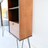 Mid Century Modern Curio Cabinet with Drop Down Bar