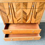 Mid Century Modern Brutalist Highboy Dresser