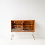 Teak Curio Cabinet with Glass Doors/Shelving